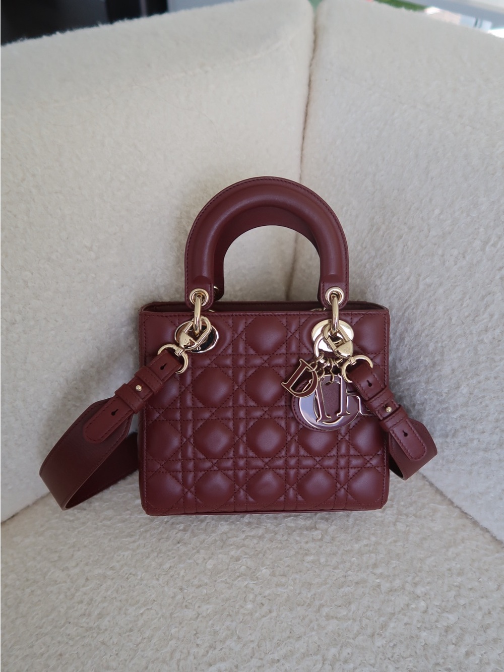 Dior Burgundy Quilted Leather Lady Bag
